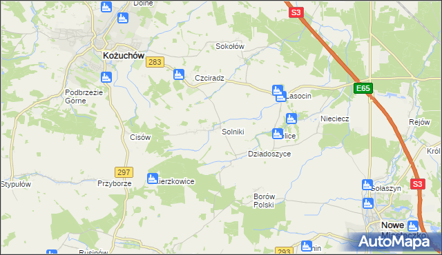 mapa Solniki gmina Kożuchów, Solniki gmina Kożuchów na mapie Targeo