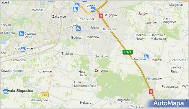 mapa Sołtyków gmina Skaryszew, Sołtyków gmina Skaryszew na mapie Targeo