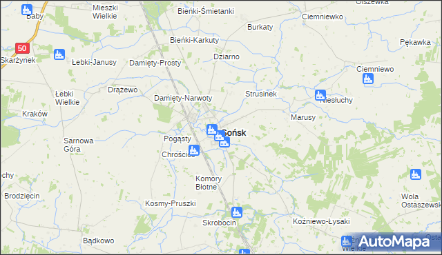 mapa Sońsk, Sońsk na mapie Targeo