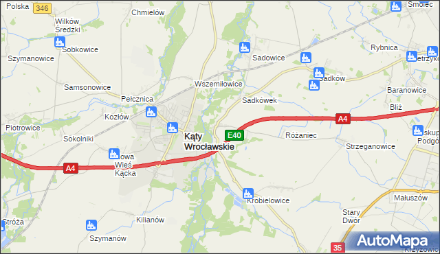 mapa Sośnica gmina Kąty Wrocławskie, Sośnica gmina Kąty Wrocławskie na mapie Targeo