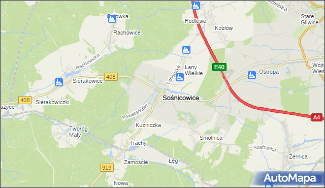 mapa Sośnicowice, Sośnicowice na mapie Targeo