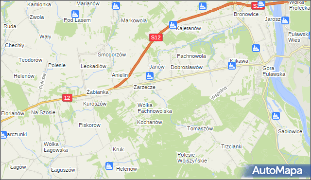 mapa Sosnów gmina Puławy, Sosnów gmina Puławy na mapie Targeo