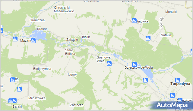 mapa Sosnowa Wola gmina Dzierzkowice, Sosnowa Wola gmina Dzierzkowice na mapie Targeo