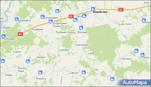 mapa Sosnowiec gmina Miastkowo, Sosnowiec gmina Miastkowo na mapie Targeo