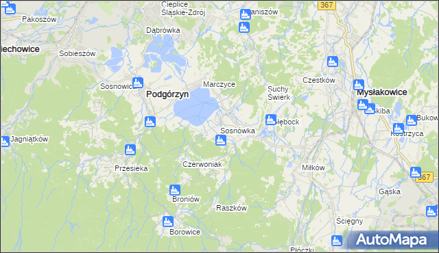 mapa Sosnówka gmina Podgórzyn, Sosnówka gmina Podgórzyn na mapie Targeo