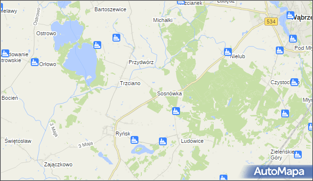 mapa Sosnówka gmina Ryńsk, Sosnówka gmina Ryńsk na mapie Targeo