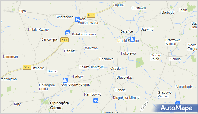 mapa Sosnowo gmina Opinogóra Górna, Sosnowo gmina Opinogóra Górna na mapie Targeo