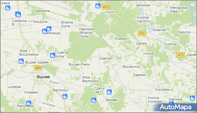 mapa Sowińce, Sowińce na mapie Targeo