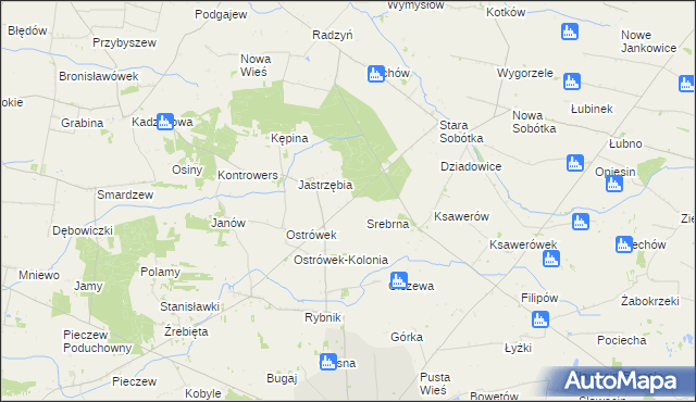 mapa Srebrna gmina Grabów, Srebrna gmina Grabów na mapie Targeo