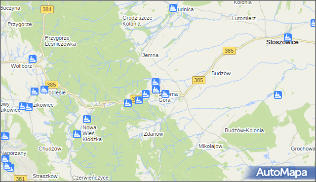 mapa Srebrna Góra gmina Stoszowice, Srebrna Góra gmina Stoszowice na mapie Targeo