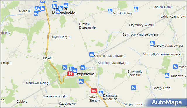 mapa Średnica-Jakubowięta, Średnica-Jakubowięta na mapie Targeo