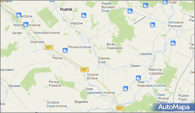 mapa Średnie Duże gmina Nielisz, Średnie Duże gmina Nielisz na mapie Targeo