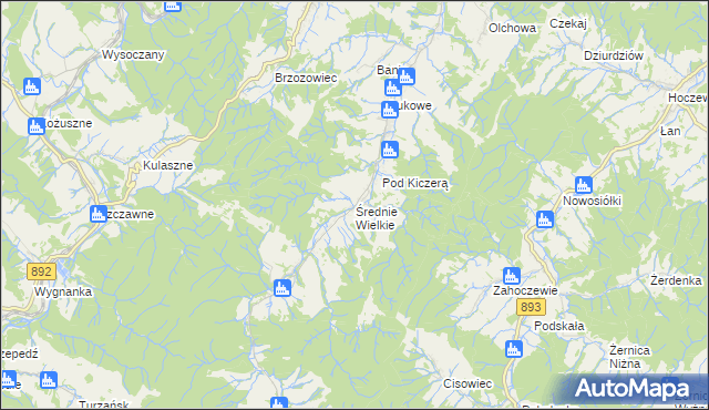 mapa Średnie Wielkie, Średnie Wielkie na mapie Targeo