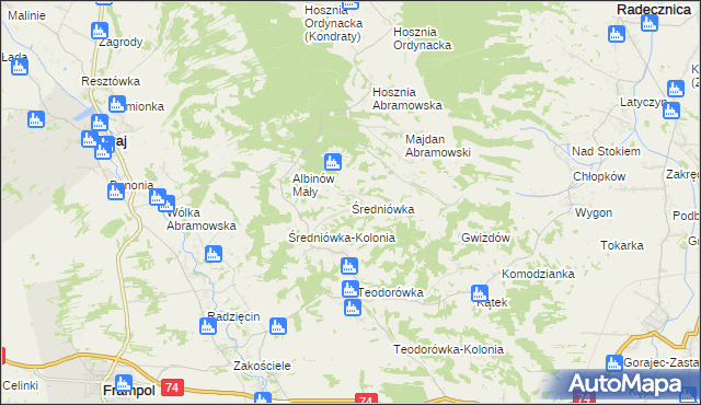 mapa Średniówka, Średniówka na mapie Targeo