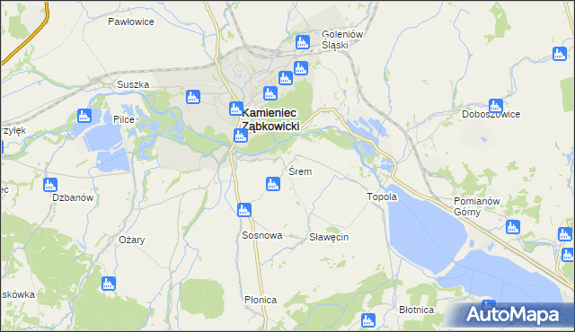 mapa Śrem gmina Kamieniec Ząbkowicki, Śrem gmina Kamieniec Ząbkowicki na mapie Targeo