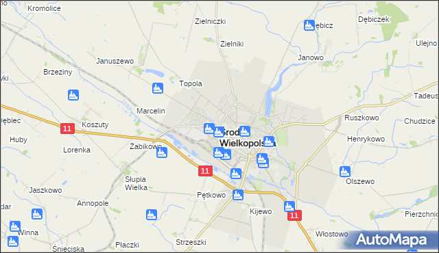 mapa Środa Wielkopolska, Środa Wielkopolska na mapie Targeo