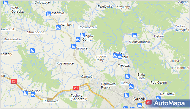 mapa Srogów Dolny, Srogów Dolny na mapie Targeo