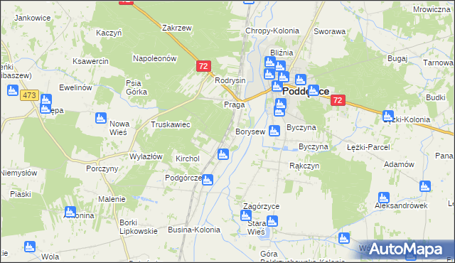 mapa Stacja Poddębice, Stacja Poddębice na mapie Targeo