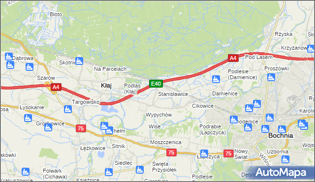 mapa Stanisławice gmina Bochnia, Stanisławice gmina Bochnia na mapie Targeo