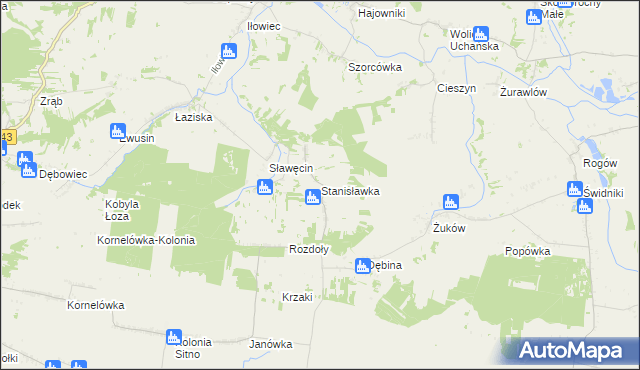 mapa Stanisławka gmina Sitno, Stanisławka gmina Sitno na mapie Targeo