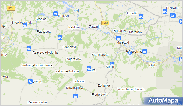 mapa Stanisławka gmina Wąwolnica, Stanisławka gmina Wąwolnica na mapie Targeo