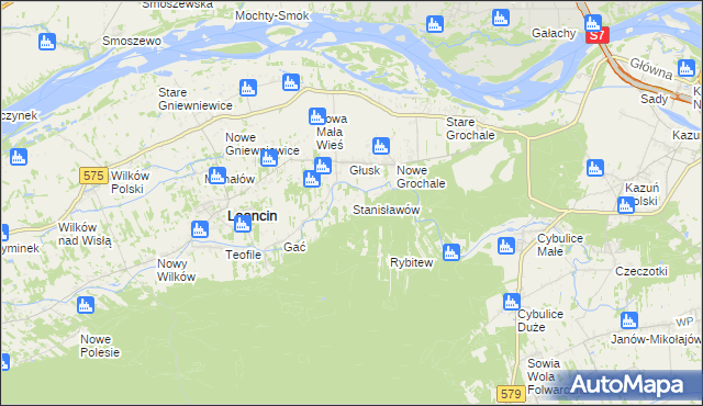 mapa Stanisławów gmina Leoncin, Stanisławów gmina Leoncin na mapie Targeo