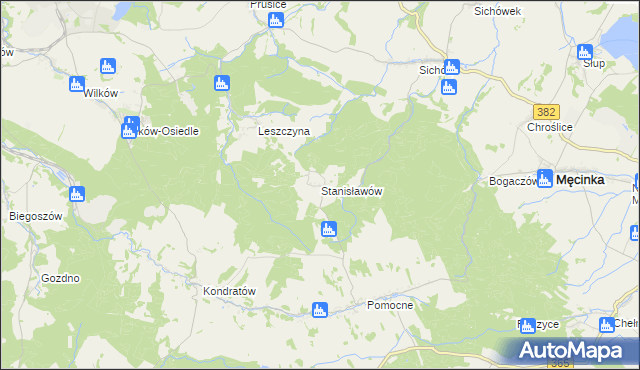 mapa Stanisławów gmina Męcinka, Stanisławów gmina Męcinka na mapie Targeo