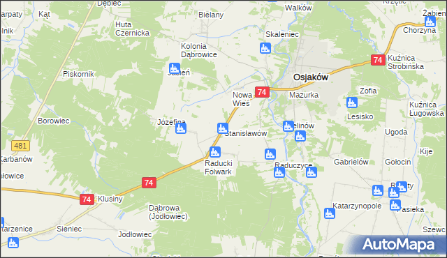 mapa Stanisławów gmina Osjaków, Stanisławów gmina Osjaków na mapie Targeo