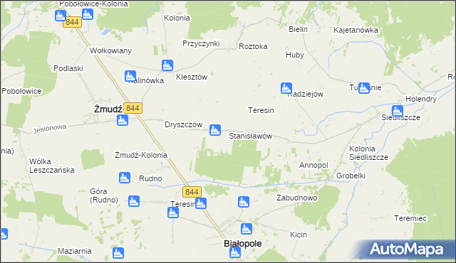 mapa Stanisławów gmina Żmudź, Stanisławów gmina Żmudź na mapie Targeo