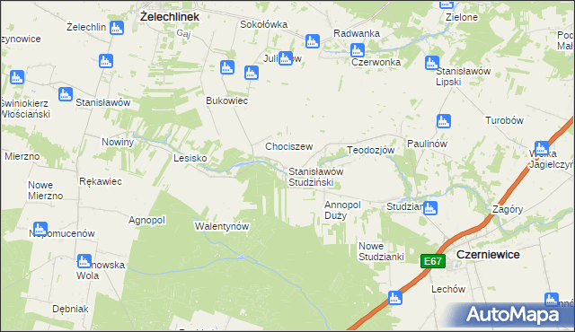 mapa Stanisławów Studziński, Stanisławów Studziński na mapie Targeo