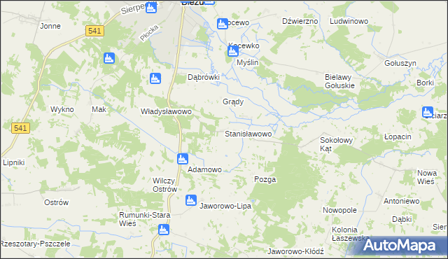 mapa Stanisławowo gmina Bieżuń, Stanisławowo gmina Bieżuń na mapie Targeo