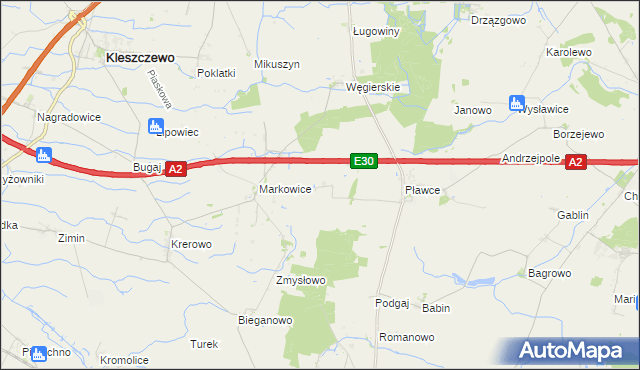 mapa Staniszewo gmina Środa Wielkopolska, Staniszewo gmina Środa Wielkopolska na mapie Targeo
