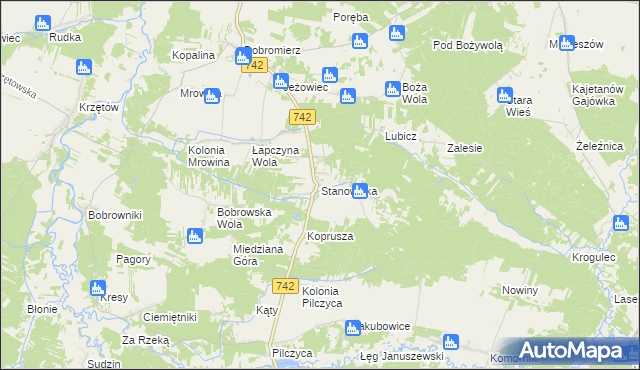 mapa Stanowiska gmina Kluczewsko, Stanowiska gmina Kluczewsko na mapie Targeo