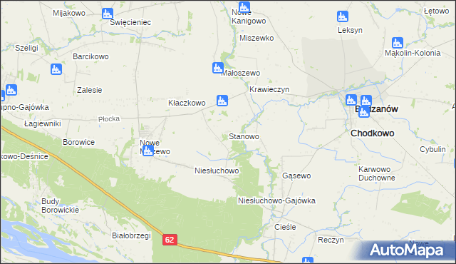 mapa Stanowo gmina Bodzanów, Stanowo gmina Bodzanów na mapie Targeo