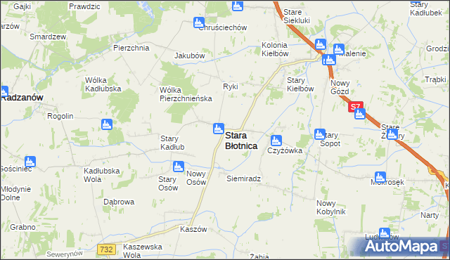 mapa Stara Błotnica, Stara Błotnica na mapie Targeo