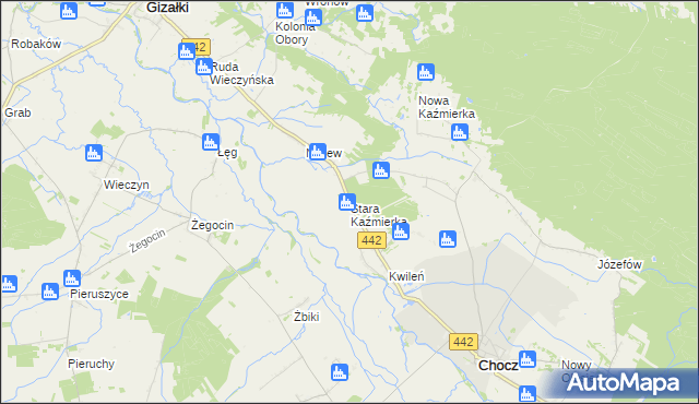 mapa Stara Kaźmierka, Stara Kaźmierka na mapie Targeo