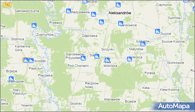 mapa Stara Kolonia gmina Aleksandrów, Stara Kolonia gmina Aleksandrów na mapie Targeo