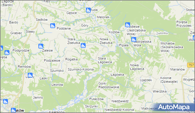 mapa Stara Łagowica, Stara Łagowica na mapie Targeo