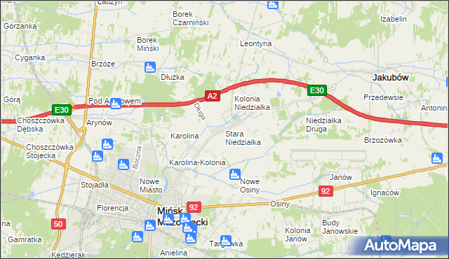 mapa Stara Niedziałka, Stara Niedziałka na mapie Targeo