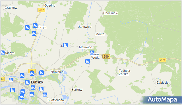 mapa Stara Woda gmina Lubsko, Stara Woda gmina Lubsko na mapie Targeo