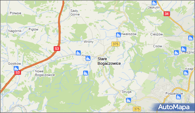 mapa Stare Bogaczowice, Stare Bogaczowice na mapie Targeo