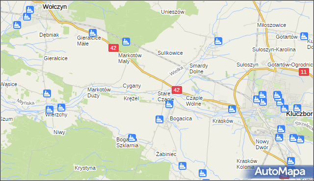 mapa Stare Czaple gmina Kluczbork, Stare Czaple gmina Kluczbork na mapie Targeo