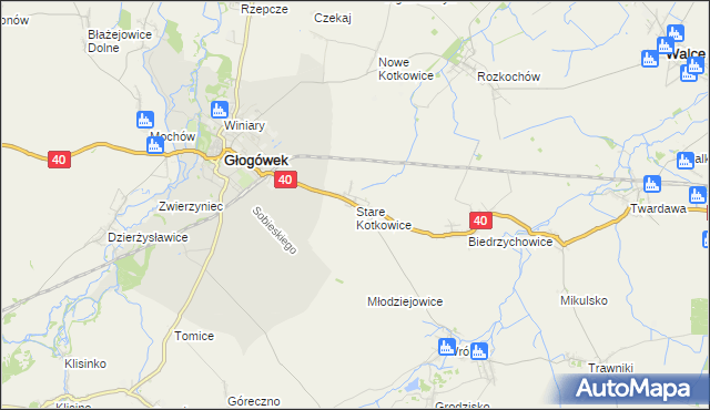 mapa Stare Kotkowice, Stare Kotkowice na mapie Targeo