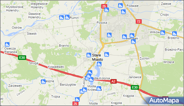 mapa Stare Miasto powiat koniński, Stare Miasto powiat koniński na mapie Targeo