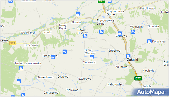 mapa Stare Olszyny, Stare Olszyny na mapie Targeo
