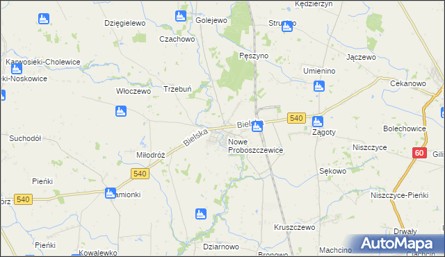 mapa Stare Proboszczewice, Stare Proboszczewice na mapie Targeo