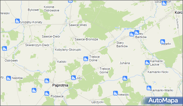 mapa Stare Trębice, Stare Trębice na mapie Targeo