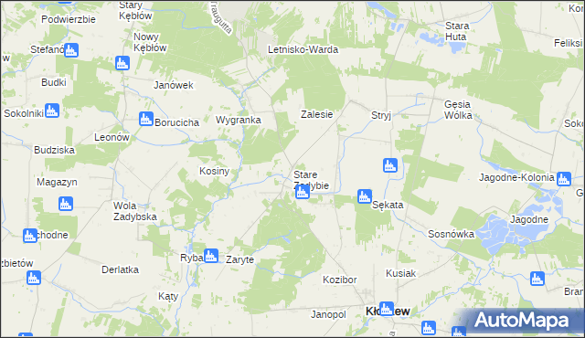 mapa Stare Zadybie, Stare Zadybie na mapie Targeo