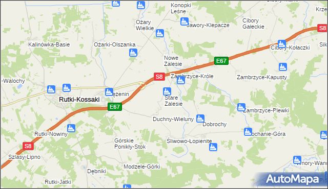 mapa Stare Zalesie gmina Rutki, Stare Zalesie gmina Rutki na mapie Targeo