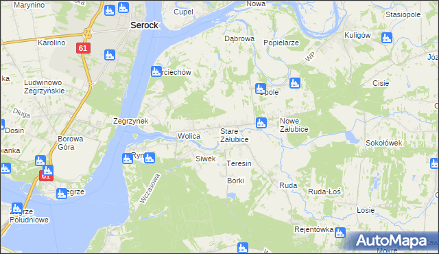 mapa Stare Załubice, Stare Załubice na mapie Targeo